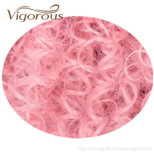 Vigorous Best Selling Wholesale Cheap Price Short Kinky Curly Fluffy Ombre Pink With Bangs For Black Women Synthetic Hair Wigs